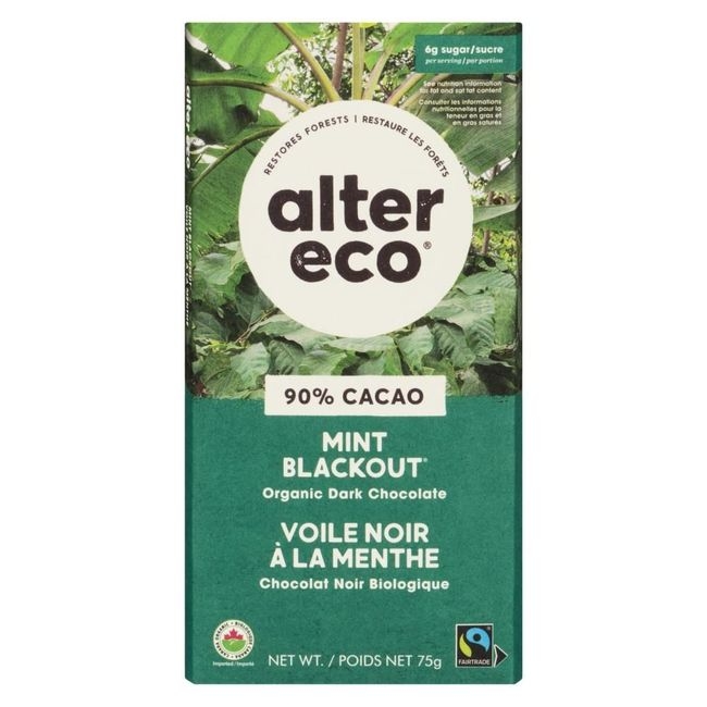Organic Mint Blackout 90 Cacao Percent Dark Chocolate Bar