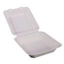 White Compostable Molded Fiber Hinged Container